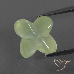 5.10ct Natural Pale Pear Green  Prehnite, Flor cortada, Transparente/Translúcido