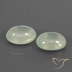 Pedras preciosas de Prehnite Verde acinzentado natural de 7.47 ct, oval, Transparente