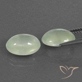 Pedras preciosas de Prehnite Verde acinzentado natural de 7.47 ct, oval, Transparente