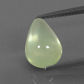 Prehnita verde natural 3,60ct, formato de pêra, transparente