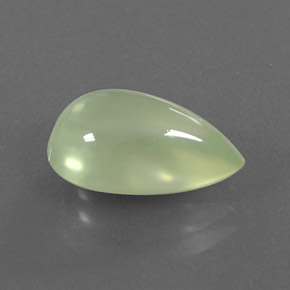 Prehnita verde natural 3,60ct, formato de pêra, transparente
