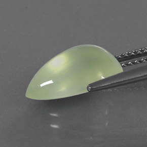Prehnita verde natural 3,60ct, formato de pêra, transparente