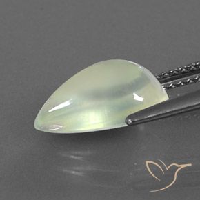 Prehnite Pêra Pêra Verde Natural 3.36ct, Formato de pêra, Transparente