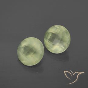 Pedras preciosas de Prehnite Verde acinzentado natural de 3.61 ct, Redondo, Transparente/Translúcido