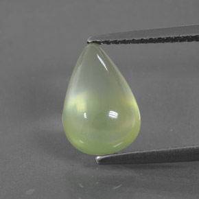 Prehnita verde natural 2,92ct, formato de pêra, transparente