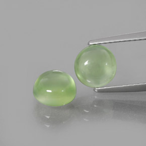 Pedras preciosas de prehnita verde natural de 2,97 ct, corte redondo, transparente