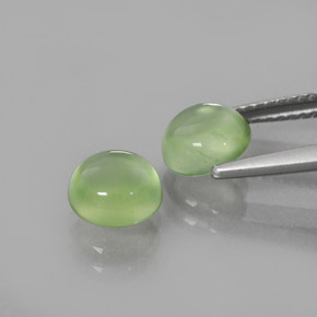 Pedras preciosas de prehnita verde natural de 2,97 ct, corte redondo, transparente