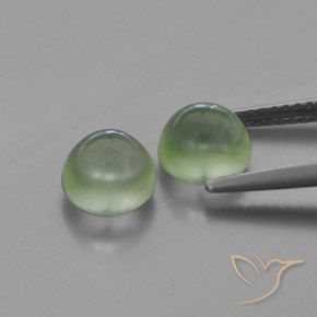 Pedras preciosas de Prehnite Verde muito claro natural de 3.40 ct, Redondo, Transparente
