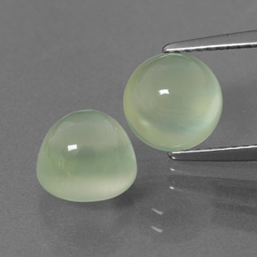 Pedras preciosas de prehnita verde natural de 5,17 ct, corte redondo, transparente