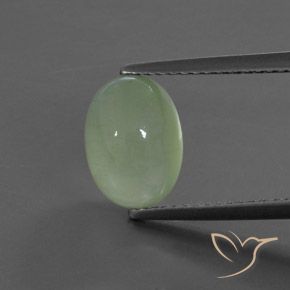 3.89ct Natural Verde Limão Pálido Prehnite, oval, Transparente/Translúcido