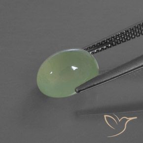 Prehnite Verde Limão Pálido Natural 3.89ct, oval, Transparente/Translúcido