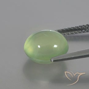 Prehnite Verde Limão Pálido Natural 3.72ct, oval, Transparente/Translúcido