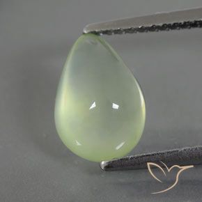 2.77ct Natural Verde pálido Prehnite, Formato de pêra, Transparente/Translúcido