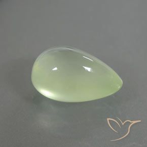 Prehnite Verde pálido Natural 2.77ct, Formato de pêra, Transparente/Translúcido