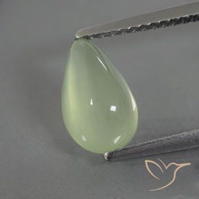1.77ct Natural Verde pálido Prehnite, Formato de pêra, Transparente/Translúcido