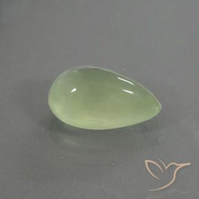 Prehnite Verde pálido Natural 1.77ct, Formato de pêra, Transparente/Translúcido