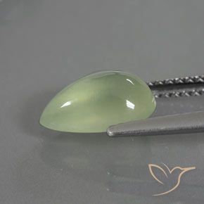 Prehnite Verde pálido Natural 1.77ct, Formato de pêra, Transparente/Translúcido