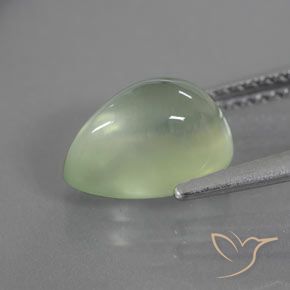 Prehnite Luz verde Natural 2.95ct, Formato de pêra, Transparente/Translúcido