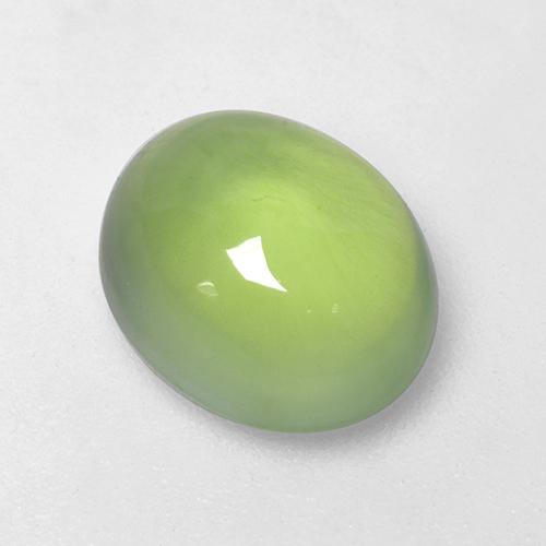 Prehnita verde natural 3,53ct, corte oval, transparente
