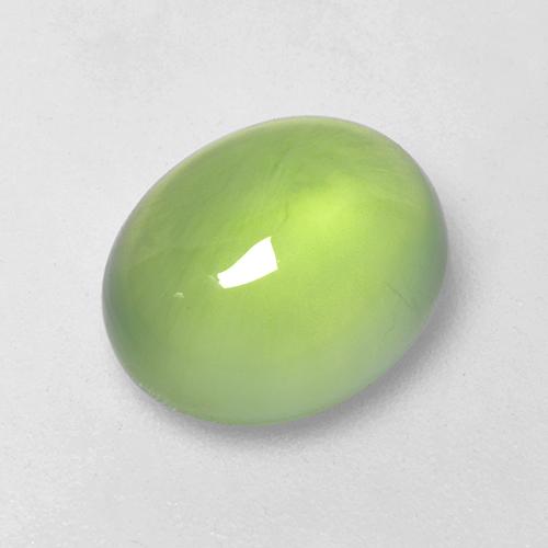 Prehnita verde natural 3,53ct, corte oval, transparente
