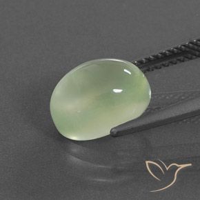Prehnite Pêra Pêra Verde Natural 4.00ct, oval, Transparente/Translúcido
