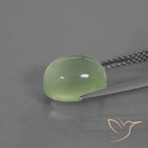 Prehnite Pêra Pêra Verde Natural 3.45ct, oval, Transparente/Translúcido