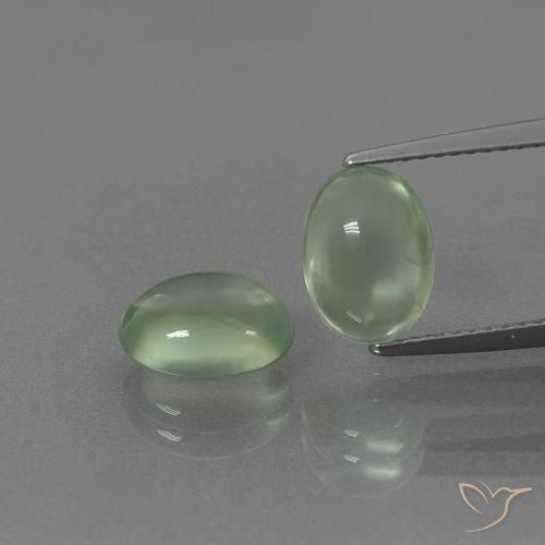 4.18ctw Natural Verde médio Prehnite, oval, Transparente
