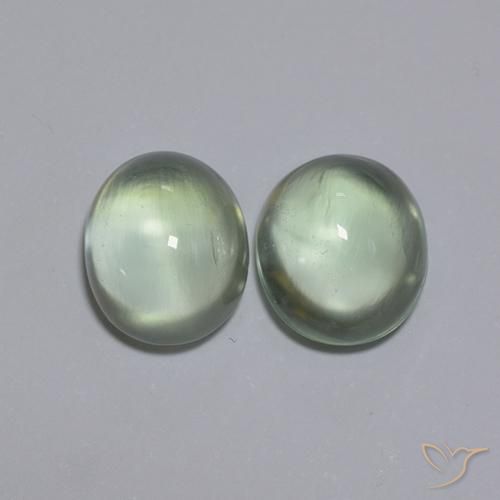 Pedras preciosas de Prehnite Verde muito claro natural de 3.56 ct, oval, Transparente