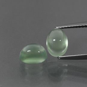 Pedras preciosas de prehnita verde natural de 3,35 ct, corte oval, transparente