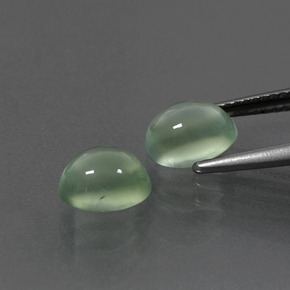 Pedras preciosas de prehnita verde natural de 3,35 ct, corte oval, transparente