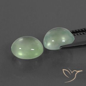 Pedras preciosas de Prehnite Verde amarelado claro natural de 4.58 ct, oval, Transparente