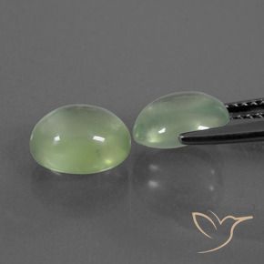 Pedras preciosas de Prehnite Pêra Pêra Verde natural de 4.39 ct, oval, Transparente
