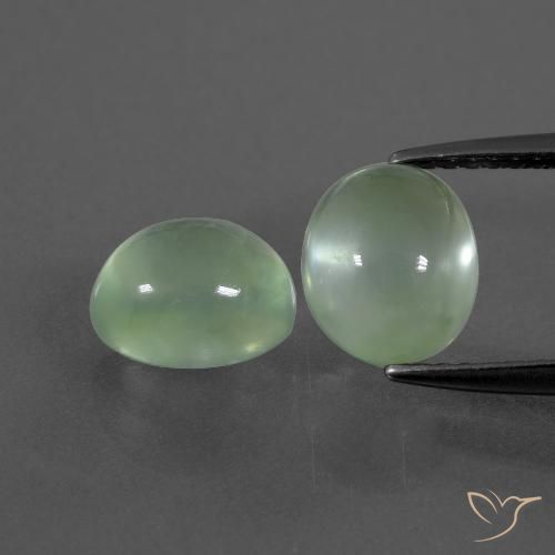3.97ctw Natural Verde muito claro Prehnite, oval, Transparente