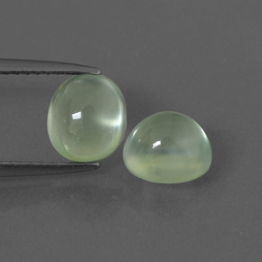 Pedras preciosas de prehnita verde natural de 3,64 ct, corte oval, transparente