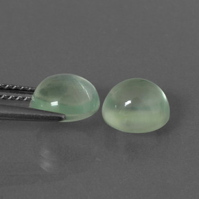 Pedras preciosas de prehnita verde natural de 3,64 ct, corte oval, transparente