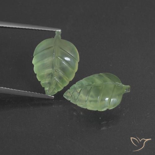 14.77ctw Natural Verde médio Prehnite, Chique, Translúcido