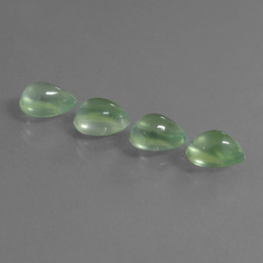 Pedras preciosas de prehnita verde natural de 5,10 ct, formato de pêra, transparente