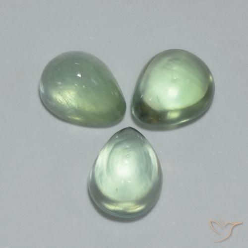 Pedras preciosas de Prehnite Verde muito claro natural de 3.64 ct, Formato de pêra, Transparente
