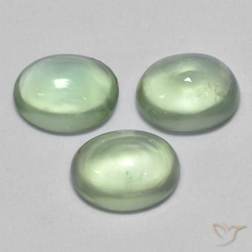 Pedras preciosas de Prehnite Verde Pêra Claro natural de 2.60 ct, oval, Transparente
