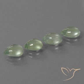 Pedras preciosas de prehnita verde natural de 5,59 ct, formato de pêra, transparente
