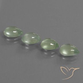 Pedras preciosas de prehnita verde natural de 5,59 ct, formato de pêra, transparente