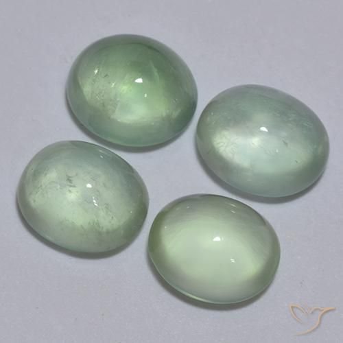 Pedras preciosas de Prehnite Luz verde natural de 5.50 ct, oval, Transparente