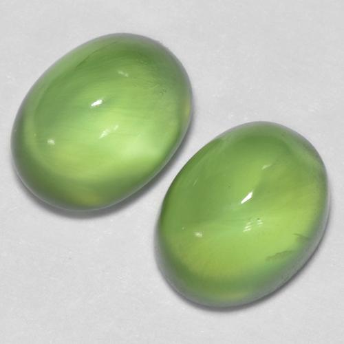 Pedras preciosas de prehnita verde natural de 2,69 ct, corte oval, transparente