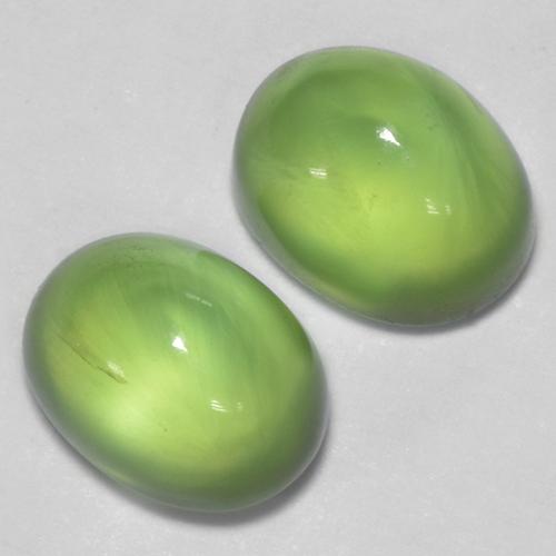 Pedras preciosas de prehnita verde natural de 2,69 ct, corte oval, transparente