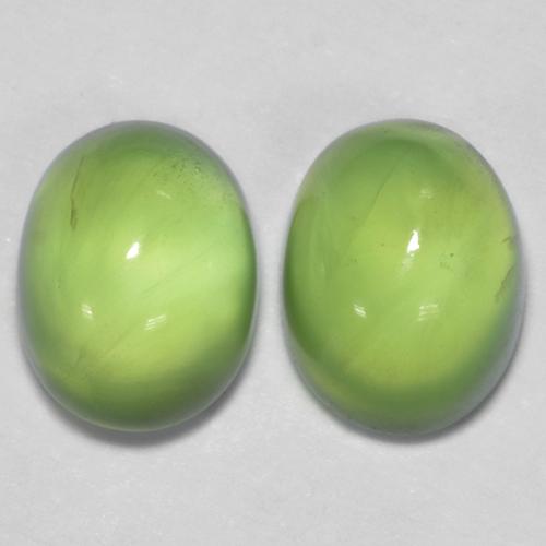 Pedras preciosas de prehnita verde natural de 2,69 ct, corte oval, transparente