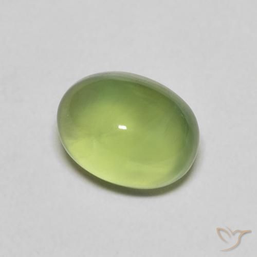 Prehnita verde natural 1,40ct, corte oval, transparente