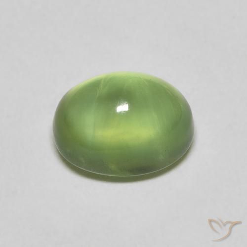 Prehnita verde natural 1,40ct, corte oval, transparente