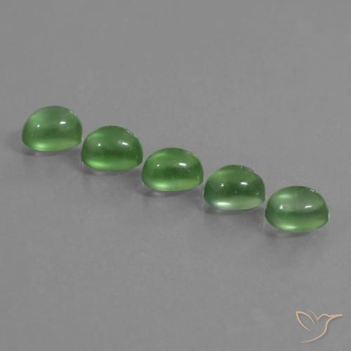 Pedras preciosas de prehnita verde natural de 6,28 ct, corte oval, transparente