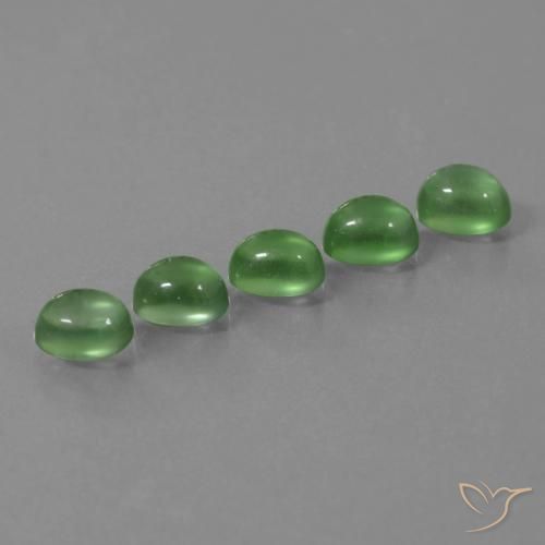 Pedras preciosas de prehnita verde natural de 6,28 ct, corte oval, transparente