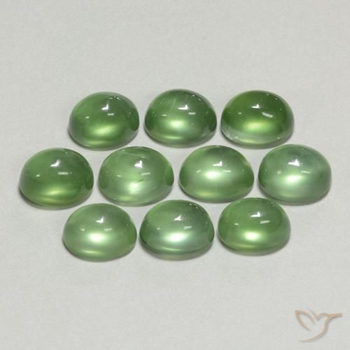 Pedras preciosas de Prehnite Verde médio natural de 11.34 ct, oval, Transparente